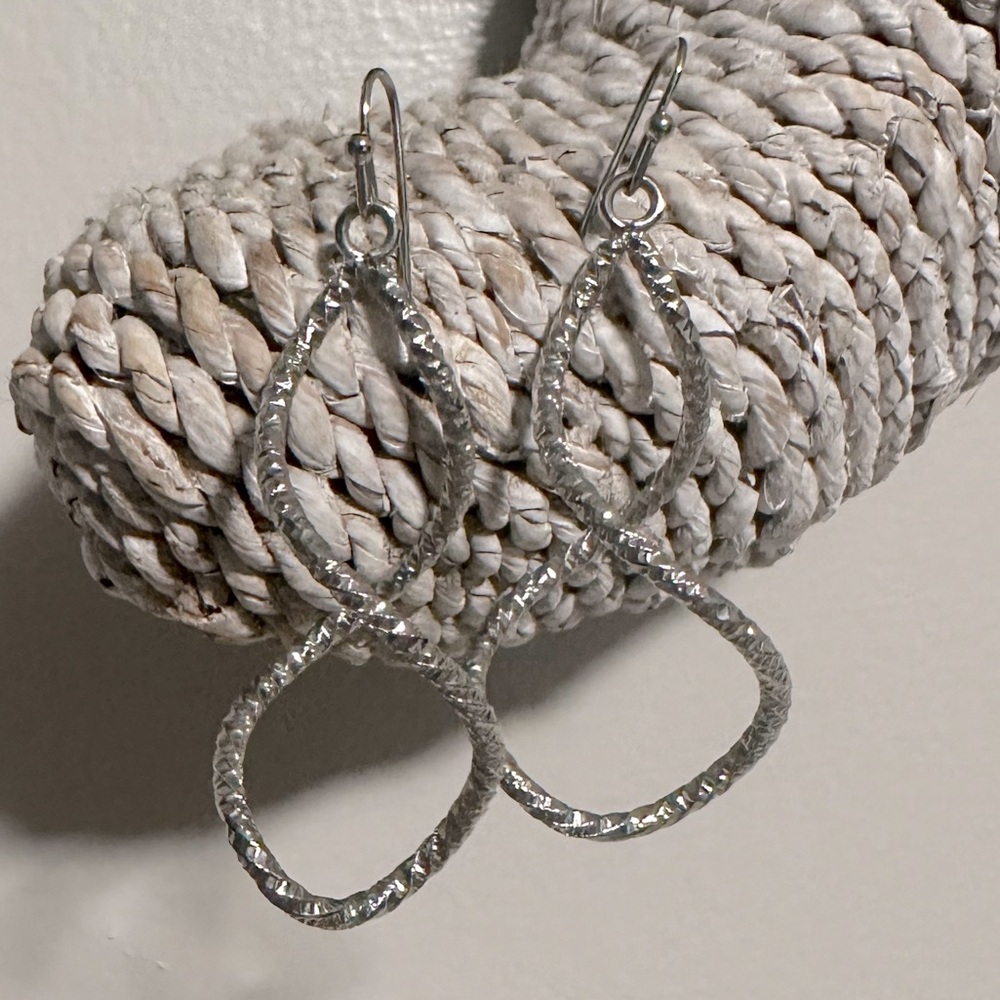 Silver twist drop earrings